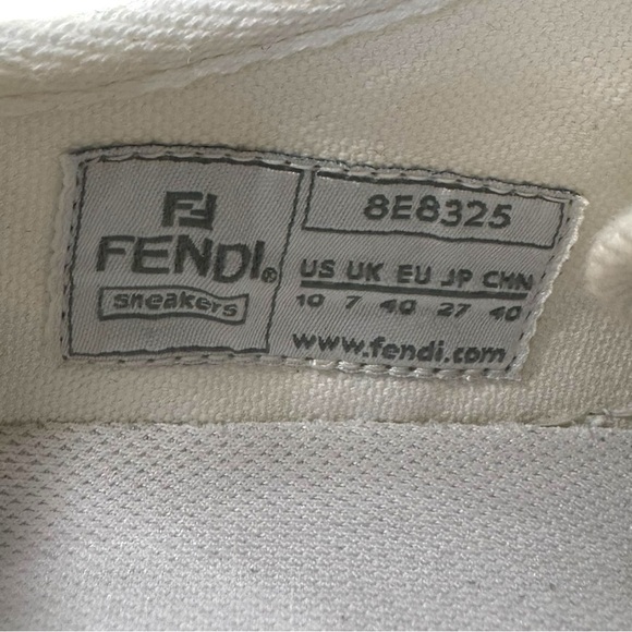Fendi Domino White Canvas Logo Unisex Sneakers Women’s 11.5/ Men’s 10 - Pristine - Picture 9 of 15